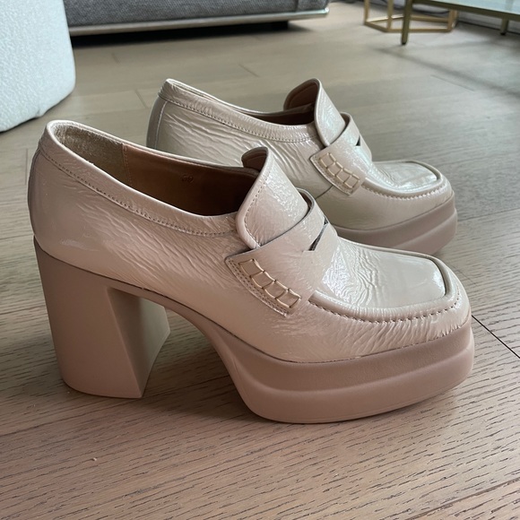 L’Intervalle Off White Patent Loafer Heels Shoes Sz 40 - Picture 3 of 4